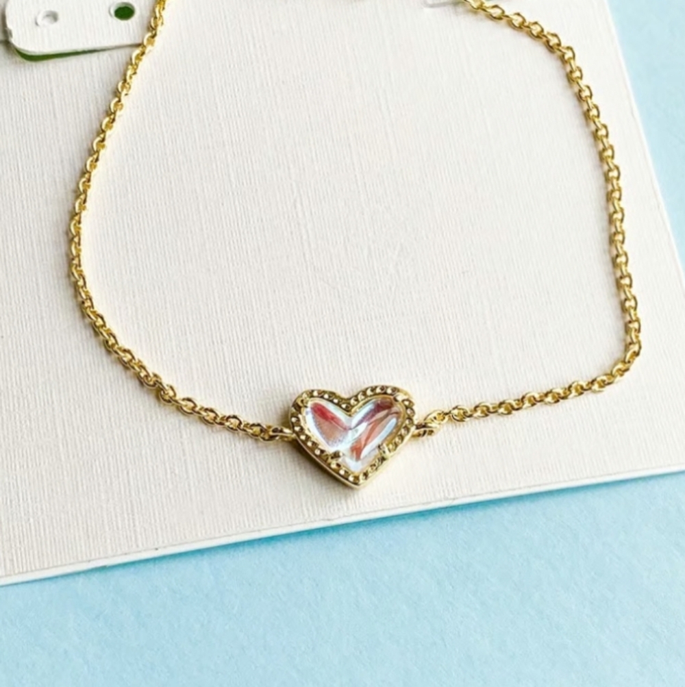 Kendra Scott Ari Heart - Gold Dichroic Glass Chain Bracelet - Picture 3 of 3